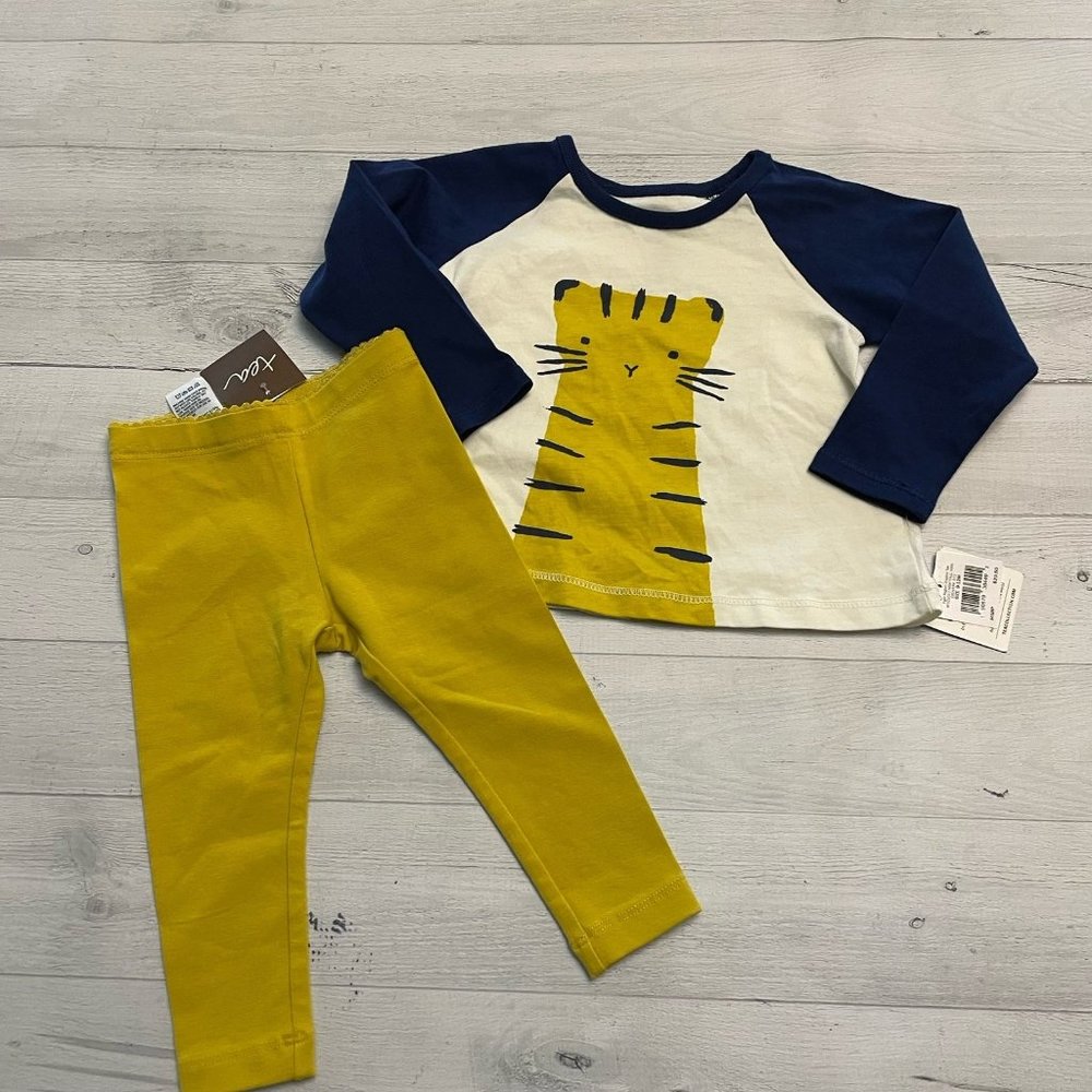 Tea Collection Tiger Raglan Graphic Tee and leggings, new, 9-12 months